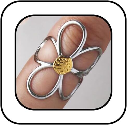 Daisy Flower Ring for Women Mixed Metal Two Tone Ring Adjustable Open Chunky Thumb Ring Gold Silver Vintage Statement Knuckle Rings Delicate Unique Finger Jewelry in Kuwait