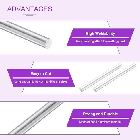 DMiotech 1 Pcs Aluminum Rods, 5/8" Dia 8" Long Solid Round Rod 6061 Extruded Lathe Bar Stock Aluminum Metal Rods for DIY Craft Model Plane Ship Car in Saudi Arabia