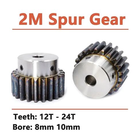 Steel Heavy Duty Motor Pinion Gear 2M 12T-24T Spur Gear with Step Bore 8mm Motor Carbon Steel Transmission Accessories(22 Teeth) in Saudi Arabia