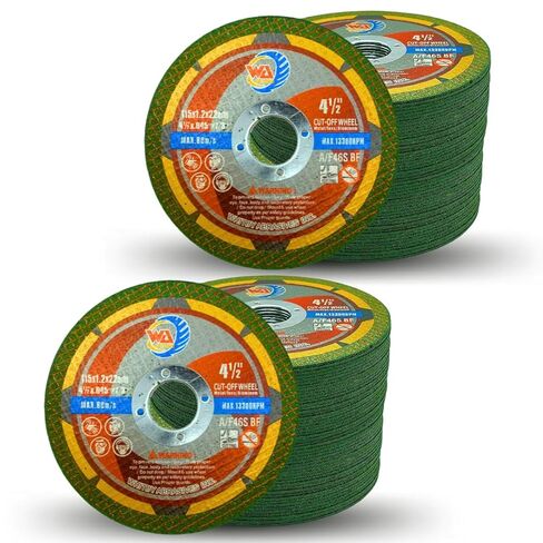 WA 100PACK - 4 1/2 inch Green Cutting Wheels for Metal & Stainless Steel Angle Grinder Cut-Off Disc Aggresive Cut Diameter (4½''X 7/8", 100PACK) in Saudi Arabia