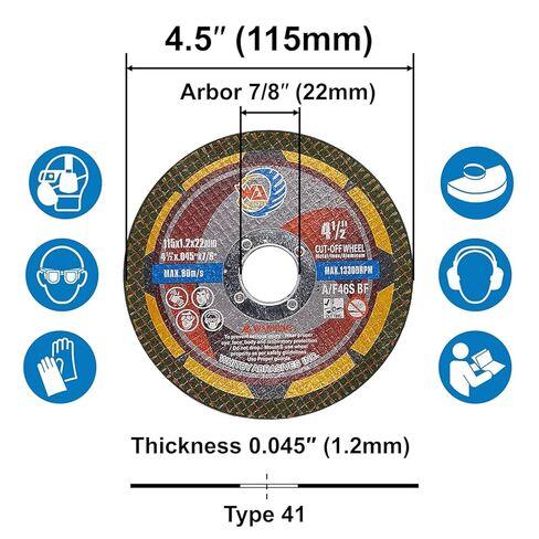 WA 100PACK - 4 1/2 inch Green Cutting Wheels for Metal & Stainless Steel Angle Grinder Cut-Off Disc Aggresive Cut Diameter (4½''X 7/8", 100PACK) in Saudi Arabia