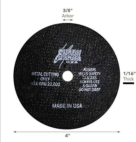 Shark Industries PN-12712 Die Grinder Cut Off Wheels -10 Pack, 4-Inch x 1/16" x 3/8" Shark Type-1 Double-Reinforced Thin Wheels, 54 Grit, Maximum RPM 21,000 (10 Cutting Discs) in Saudi Arabia
