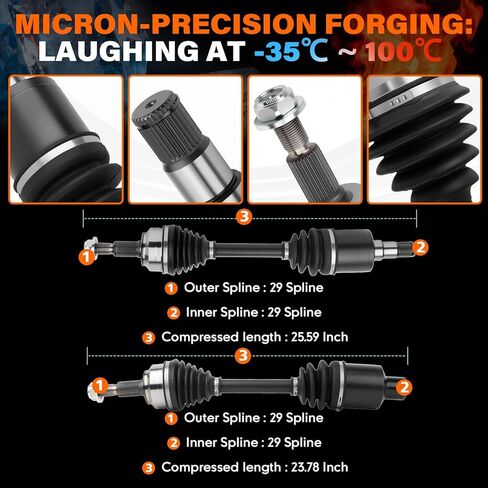 66-3419 66-3418 CV Axle Shaft Assembly Front Left & Right Pair Compatible with J-eep Grand Cherokee WK (2005-2010), Commander (2006-2010), Only for AWD 4WD, Replaces OEM# 52104701AB 52104590AA in Saudi Arabia