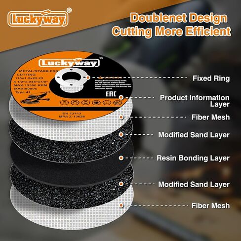 Luckyway 4-1/2 Inch Cut Off Wheels, 4-1/2"x.045“ x7/8" Cutting Wheel, Angle Grinder Cutting Disc for Metal and Stainless Steel Cut - 52 Pack in Kuwait