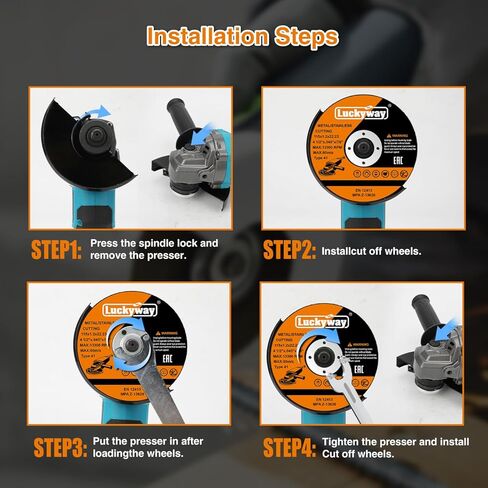 Luckyway 4-1/2 Inch Cut Off Wheels, 4-1/2"x.045“ x7/8" Cutting Wheel, Angle Grinder Cutting Disc for Metal and Stainless Steel Cut - 52 Pack in Kuwait