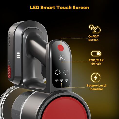 مكنسة كهربائية لاسلكية من أوليكسيس مع توجيه مرن وعمود قابل للتمديد، 3 رؤوس فرشاة، مكنسة كهربائية عمودية خفيفة الوزن لاسلكية قابلة لإعادة الشحن مع ضوء LED وحامل على الحائط للأرضيات الصلبة والسجاد in Kuwait