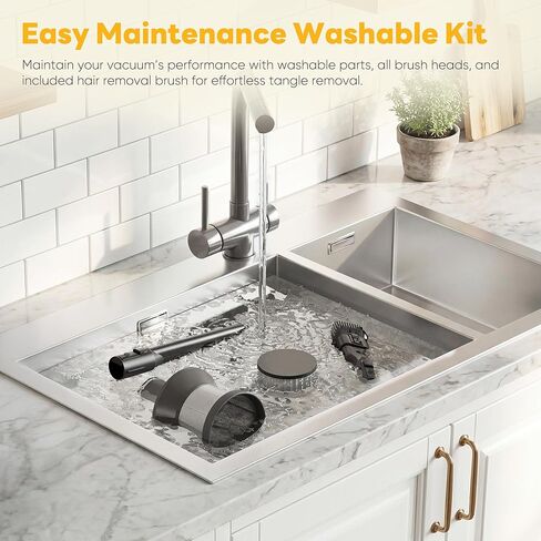 مكنسة كهربائية لاسلكية من أوليكسيس مع توجيه مرن وعمود قابل للتمديد، 3 رؤوس فرشاة، مكنسة كهربائية عمودية خفيفة الوزن لاسلكية قابلة لإعادة الشحن مع ضوء LED وحامل على الحائط للأرضيات الصلبة والسجاد in Kuwait