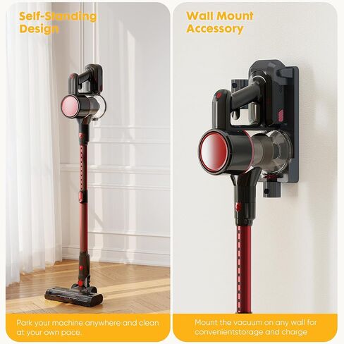 مكنسة كهربائية لاسلكية من أوليكسيس مع توجيه مرن وعمود قابل للتمديد، 3 رؤوس فرشاة، مكنسة كهربائية عمودية خفيفة الوزن لاسلكية قابلة لإعادة الشحن مع ضوء LED وحامل على الحائط للأرضيات الصلبة والسجاد in Kuwait