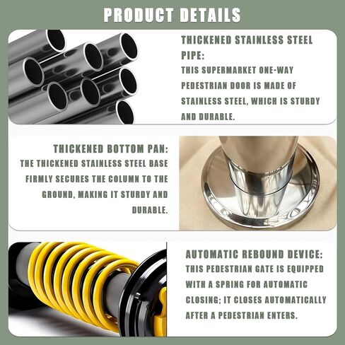 بوابة تأرجح أوتوماتيكية ذات مدخل عريض من الفولاذ المقاوم للصدأ، باب يدوي، بوابة تأرجح ذاتية الإغلاق أوتوماتيكية في اتجاهين لمحلات السوبر ماركت والمستودعات - حل مدخل باب الأمان لحركة المرور العالية in Kuwait
