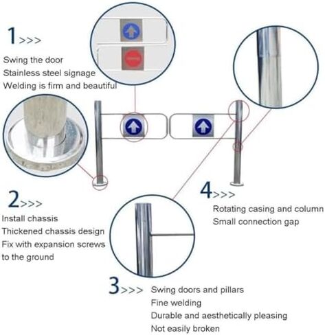 Automatic Rebound Swing Gate Wide Stainless Steel Entrance Manual Door，Heavy-Duty Automatic Swing Gate for Supermarket Entrance, 90° One-Way Metal Door, 150x97cm, Durable Security Access Con in Kuwait