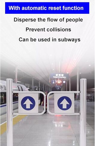 بوابة تأرجح أوتوماتيكية واسعة من الفولاذ المقاوم للصدأ، باب يدوي، بوابة أمان معدنية متينة - حاجز ممر يتأرجح في اتجاه واحد 90 درجة، باب مدخل 70 × 97 سم لمحلات السوبر ماركت والمصانع، En in Kuwait