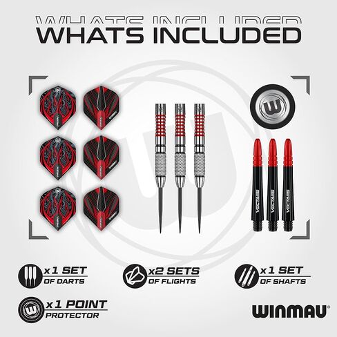Winmau Darts Navigator Series 90% Tungsten Professional Steel tip Darts Set with Dart Flights and Dart Stems (Shafts) – Available in 21g & 23g in Saudi Arabia