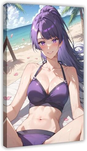 AI Beauty, AI Japanese Anime, AI Sexy Girl, Long-haired Beauty, Japanese Girl, Bikini Beauty, AI Beach Beauty, Ocean 85 Canvas Poster Wall Art Decor Print Picture Paintings for Living Room Bedroom Dec in Saudi Arabia