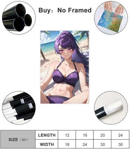 AI Beauty, AI Japanese Anime, AI Sexy Girl, Long-haired Beauty, Japanese Girl, Bikini Beauty, AI Beach Beauty, Ocean 85 Canvas Poster Wall Art Decor Print Picture Paintings for Living Room Bedroom Dec in Saudi Arabia