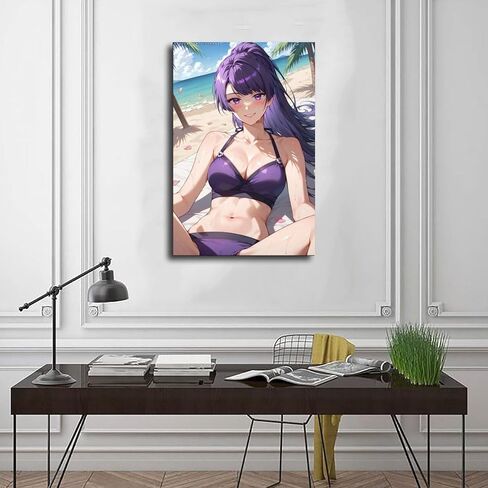 AI Beauty, AI Japanese Anime, AI Sexy Girl, Long-haired Beauty, Japanese Girl, Bikini Beauty, AI Beach Beauty, Ocean 85 Canvas Poster Wall Art Decor Print Picture Paintings for Living Room Bedroom Dec in Saudi Arabia