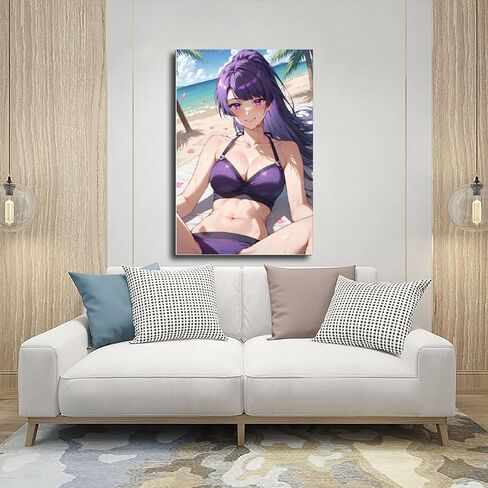 AI Beauty, AI Japanese Anime, AI Sexy Girl, Long-haired Beauty, Japanese Girl, Bikini Beauty, AI Beach Beauty, Ocean 85 Canvas Poster Wall Art Decor Print Picture Paintings for Living Room Bedroom Dec in Saudi Arabia