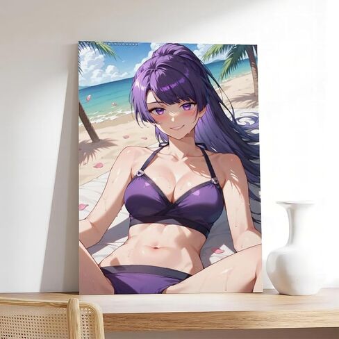 AI Beauty, AI Japanese Anime, AI Sexy Girl, Long-haired Beauty, Japanese Girl, Bikini Beauty, AI Beach Beauty, Ocean 85 Canvas Poster Wall Art Decor Print Picture Paintings for Living Room Bedroom Dec in Saudi Arabia