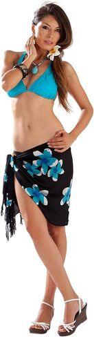 1 World Sarongs Womens Plumeria Print Half Swimsuit Sarong in Kuwait
