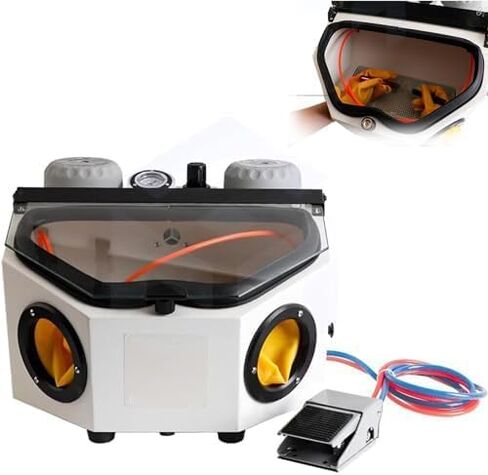 Sandblasting Cabinet for Jewelry Cleaning with Foot Switch and LED Lamp, Dental Lab Dust Box for Gold and Silver Workpieces in Saudi Arabia