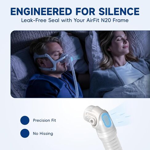 أنبوب قصير بديل متوافق مع قناع Airfit N20 وAirtouch N20 Cpap، وتجنب التسرب وتقليل الضوضاء، ومستلزمات Cpap وملحقاتها (عبوتان) in Kuwait