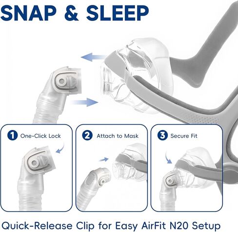 أنبوب قصير بديل متوافق مع قناع Airfit N20 وAirtouch N20 Cpap، وتجنب التسرب وتقليل الضوضاء، ومستلزمات Cpap وملحقاتها (عبوتان) in Kuwait