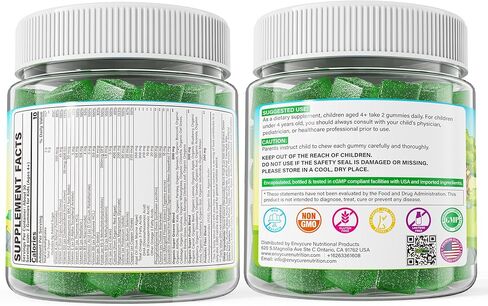 Kids Super Greens Gummies, w/Multivitamins, 20+ Veggie Fruit, Prebiotics, Calcium, Omega-3 (DHA/EPA), Kids Vitamins Greens Superfood Gummies for Picky Eaters Growth, Energy, Immune, Digestion, 2 Pack in Saudi Arabia