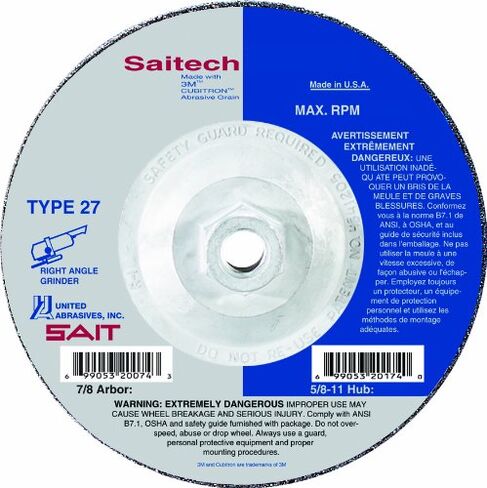 United Abrasives-SAIT 20094 النوع 27 9 بوصة × 1/4 بوصة × 7/8 بوصة عجلة مركزية مضغوطة، 25 حزمة in Saudi Arabia