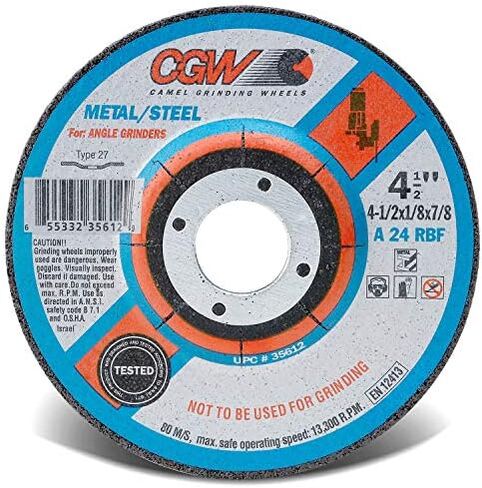 Depressed Center Wheel, 4 1/2 in Dia, 1/8 in Thick, 5/8 in Arbor, Aluminum in Kuwait