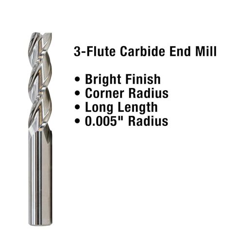 أداة Sowa قطر 1/2 بوصة × ساق 1/2 بوصة نصف قطر 0.005 بوصة 3 فلوت طويل نصف قطر الزاوية من الألومنيوم سلسلة خضراء من الكربيد نهاية مطحنة in Kuwait