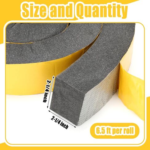 2-1/4 Inch x 2-1/4 Inch x 6.5 ft Air Conditioner Weatherseal Tape Ultra-Thick Ultra-Wide Self-Adhesive Air Conditioner Foam Tape Seal Strip for Door Window, Black in Kuwait