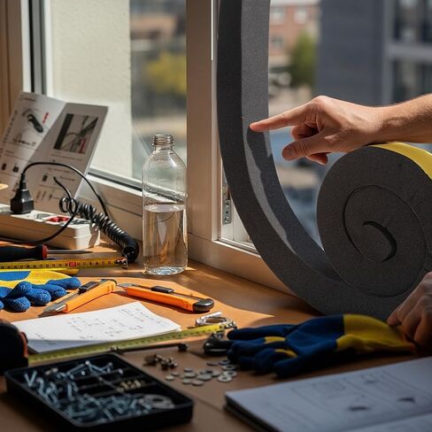 2-1/4 Inch x 2-1/4 Inch x 6.5 ft Air Conditioner Weatherseal Tape Ultra-Thick Ultra-Wide Self-Adhesive Air Conditioner Foam Tape Seal Strip for Door Window, Black in Kuwait