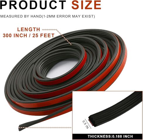 Ribbed Rubber Seal Strip 1/2 in X 25 Feet for Automotive Weather Stripping, Adhesive EPDM Foam Gasket with 3M 4011 Acrylic Foam Tape for Rectangle Seal for RV Window/Door, Boat Hatch, Garage Door in Saudi Arabia