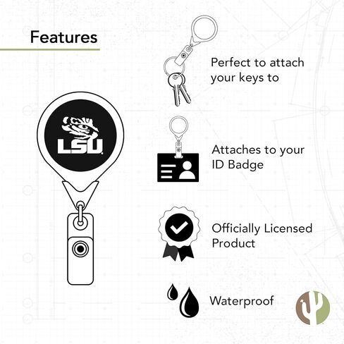Desert Cactus Louisiana State University Retractable Badge Holder LSU ID Reel with Ticket Clip for Lanyard, Work, School & Office Access in Saudi Arabia