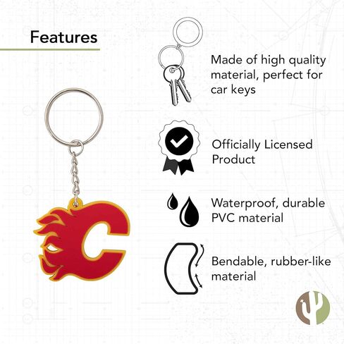 Desert Cactus Calgary Flames Keychain NHL National Hockey League Car Keys Holder (PVC) in Saudi Arabia