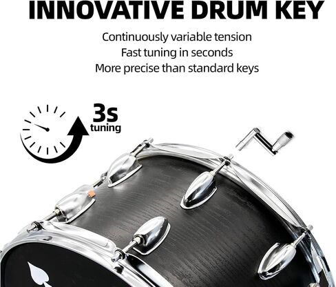 طبلة كمين مقاس 14 بوصة × 8 بوصة مع غلاف هجين من خشب الزيزفون والبتولا، وأسلاك كمين مكونة من 40 ضفيرة، للطلاب والاستوديو والبث المباشر، قابلة للتعديل السريع، تتضمن مفتاح الطبل + أعواد طبلة نايلون عالية القوة عشوائية 5 أمبير، باللون الأسود in Kuwait