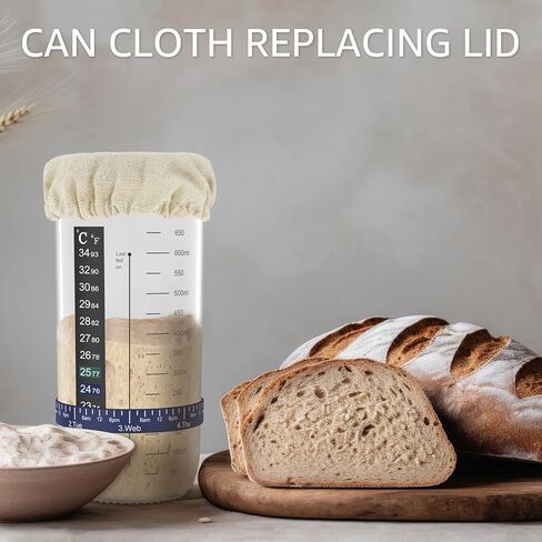 6Pcs Sourdough Starter Jar Covers 7.6cm to 10.1cm Elastic Cloth Sourdough Fermentation Jar Lid Reusable Compact Jar Cover Breathable Multipurpose Cloth Jar Lid for Glass Jar in Saudi Arabia