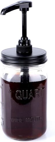 GMEPOCH 32 أوقية ميسون شراب صلصة العسل زجاجة مضخة 1 لتر واسعة الفم زجاج شراب القهوة بهار كاتشب حاوية الغذاء الصف محكم ومانع للتسرب in Kuwait