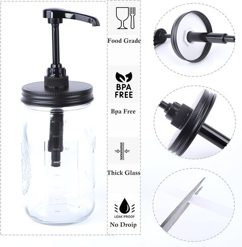 GMEPOCH 32 أوقية ميسون شراب صلصة العسل زجاجة مضخة 1 لتر واسعة الفم زجاج شراب القهوة بهار كاتشب حاوية الغذاء الصف محكم ومانع للتسرب in Kuwait