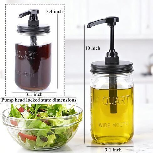 GMEPOCH 32 أوقية ميسون شراب صلصة العسل زجاجة مضخة 1 لتر واسعة الفم زجاج شراب القهوة بهار كاتشب حاوية الغذاء الصف محكم ومانع للتسرب in Kuwait