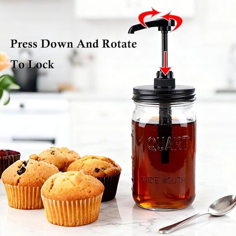 GMEPOCH 32 أوقية ميسون شراب صلصة العسل زجاجة مضخة 1 لتر واسعة الفم زجاج شراب القهوة بهار كاتشب حاوية الغذاء الصف محكم ومانع للتسرب in Kuwait