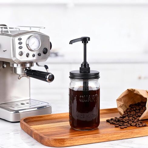 GMEPOCH 32 أوقية ميسون شراب صلصة العسل زجاجة مضخة 1 لتر واسعة الفم زجاج شراب القهوة بهار كاتشب حاوية الغذاء الصف محكم ومانع للتسرب in Kuwait