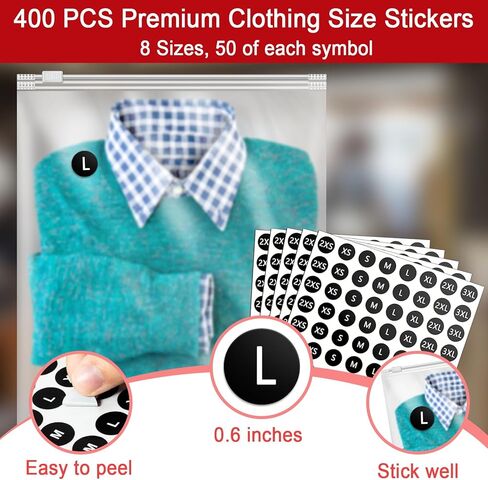 100 قطعة من أكياس تغليف القمصان مقاس 10 × 13 بوصة مع ملصقات بحجم الملابس والورق المقوى، أكياس بلاستيكية بسحاب بلوري مقاس 10 × 13 بوصة للملابس، مجموعة عبوات تي شيرت in Kuwait