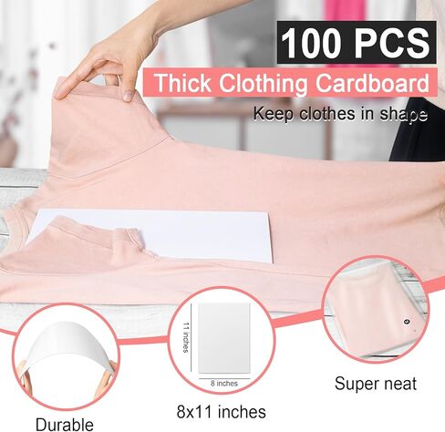 100 قطعة من أكياس تغليف القمصان مقاس 10 × 13 بوصة مع ملصقات بحجم الملابس والورق المقوى، أكياس بلاستيكية بسحاب بلوري مقاس 10 × 13 بوصة للملابس، مجموعة عبوات تي شيرت in Kuwait