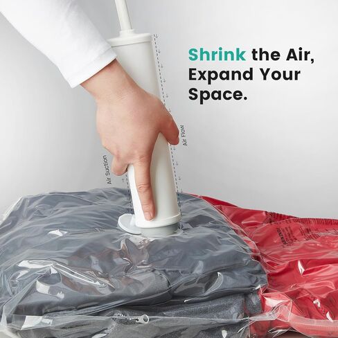 20 عبوة من أكياس تخزين المكنسة الكهربائية، أكياس بلاستيكية موفرة للمساحة (4 كبيرة/4 كبيرة/4 متوسطة/4 صغيرة/4 رول) ضغط للملابس والمراتب والبطانيات وتخزين الفراش، تتضمن مضخة يدوية in Kuwait