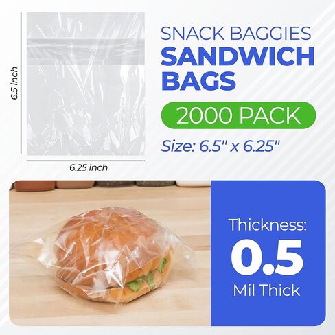 2000 حقيبة سرج مقاس 6.5 بوصة × 6.25 بوصة - أكياس سرج من البلاستيك الشفاف Deli Flip Top Sandwich Saddle - أجزاء مثالية من Deli Food Service غلاف بلاستيكي - تغليف المواد الغذائية التجارية أغلفة الساندويتشات لوازم المطاعم in Kuwait