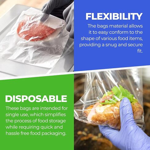 2000 حقيبة سرج مقاس 6.5 بوصة × 6.25 بوصة - أكياس سرج من البلاستيك الشفاف Deli Flip Top Sandwich Saddle - أجزاء مثالية من Deli Food Service غلاف بلاستيكي - تغليف المواد الغذائية التجارية أغلفة الساندويتشات لوازم المطاعم in Kuwait