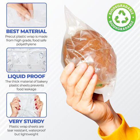 2000 حقيبة سرج مقاس 6.5 بوصة × 6.25 بوصة - أكياس سرج من البلاستيك الشفاف Deli Flip Top Sandwich Saddle - أجزاء مثالية من Deli Food Service غلاف بلاستيكي - تغليف المواد الغذائية التجارية أغلفة الساندويتشات لوازم المطاعم in Kuwait