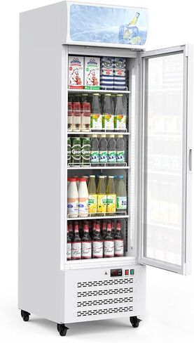 Commercial Display Beverage Fridge with Glass Door Display Refrigerator Drink Cooler Case Fridge 11.3 Cu.Ft/320L Merchandiser Refrigerators with 4 Adjustable Shelves Lightbox, Black in Saudi Arabia