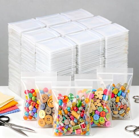 500Pcs Resealable Mini Bags Small Clear Heavy Zipper Bags Bulk Pack Pouch for Jewelry,Pills,Beads,Craft Storage Business Packaging & Vitamins (4 Mil Thick), 1.6" x 2.4" in Saudi Arabia