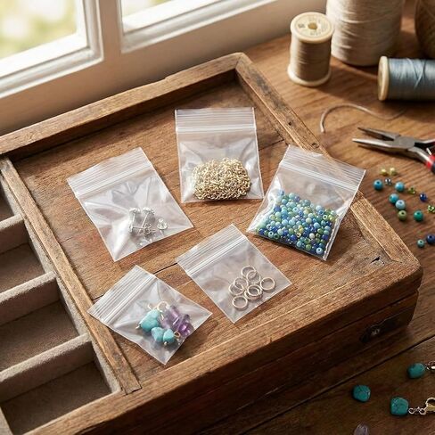 500Pcs Resealable Mini Bags Small Clear Heavy Zipper Bags Bulk Pack Pouch for Jewelry,Pills,Beads,Craft Storage Business Packaging & Vitamins (4 Mil Thick), 1.6" x 2.4" in Saudi Arabia